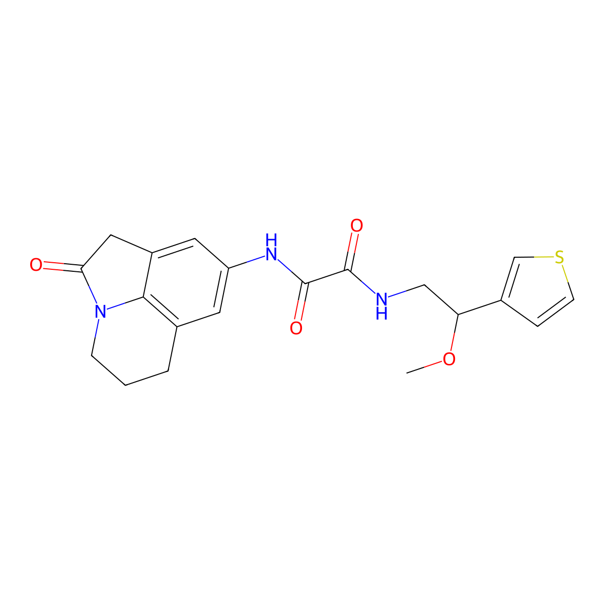 N'-[2-methoxy-2-(thiophen-3-yl)ethyl]-N-{2-oxo-1-azatricyclo[6.3.1.0^{4,12}]dodeca-4,6,8(12)-trien-6-yl}ethanediamide molecular structure, CAS 1448056-33-4