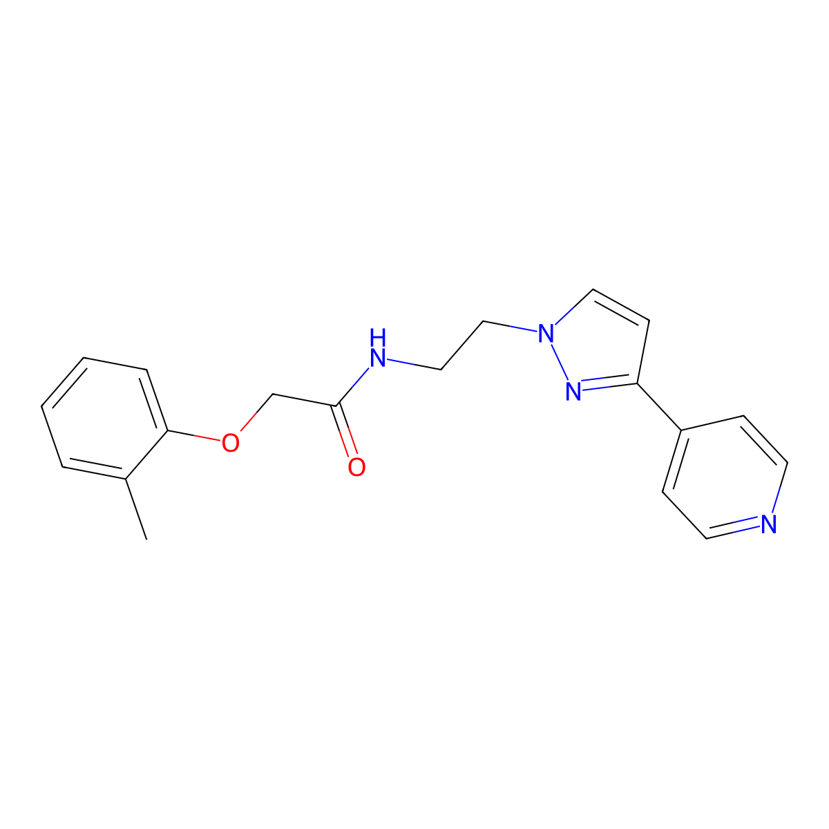 N-(2-(3-(pyridin-4-yl)-1H-pyrazol-1-yl)ethyl)-2-(o-tolyloxy)acetamide molecular structure, CAS 1448056-40-3