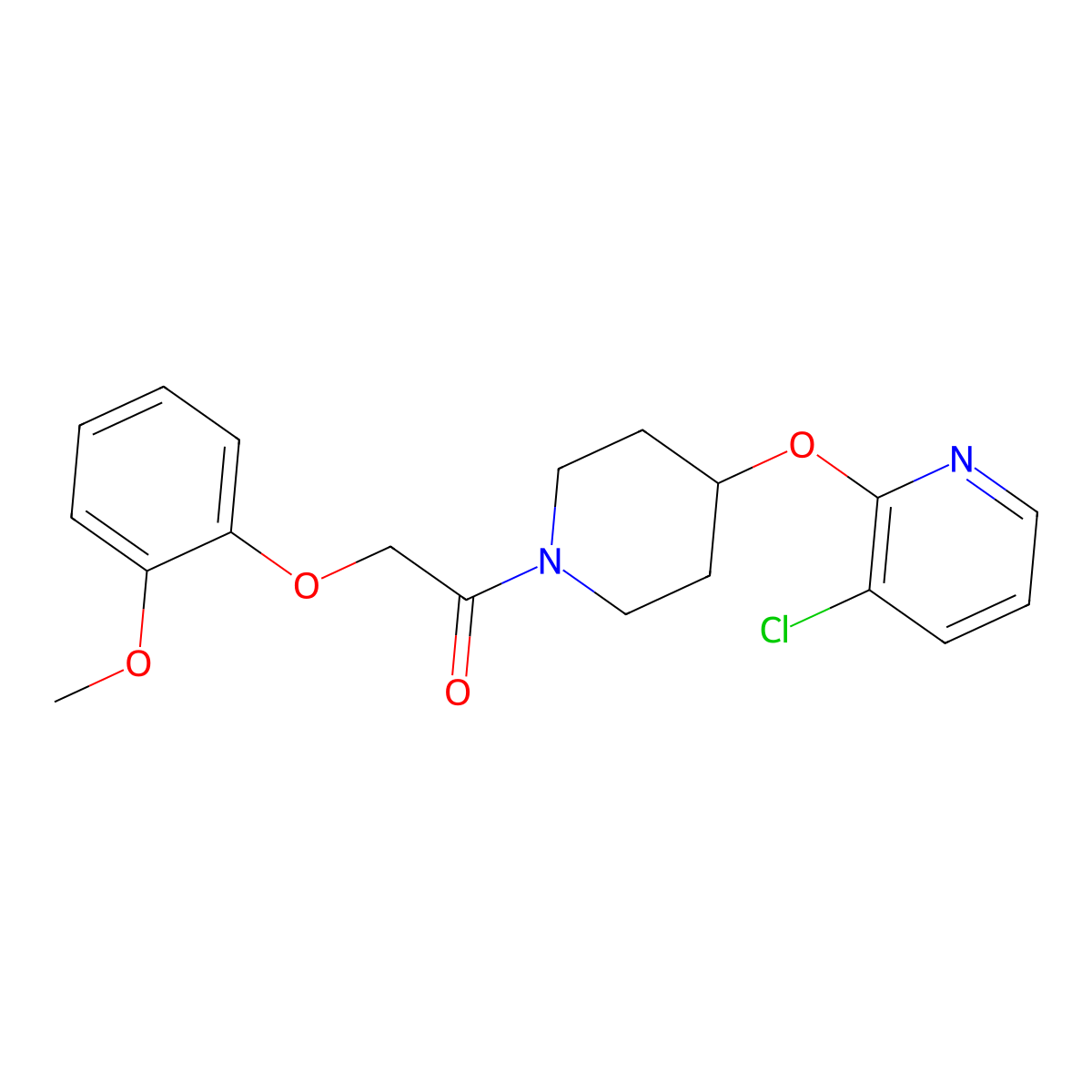 1-(4-((3-Chloropyridin-2-yl)oxy)piperidin-1-yl)-2-(2-methoxyphenoxy)ethanone molecular structure, CAS 1448056-42-5