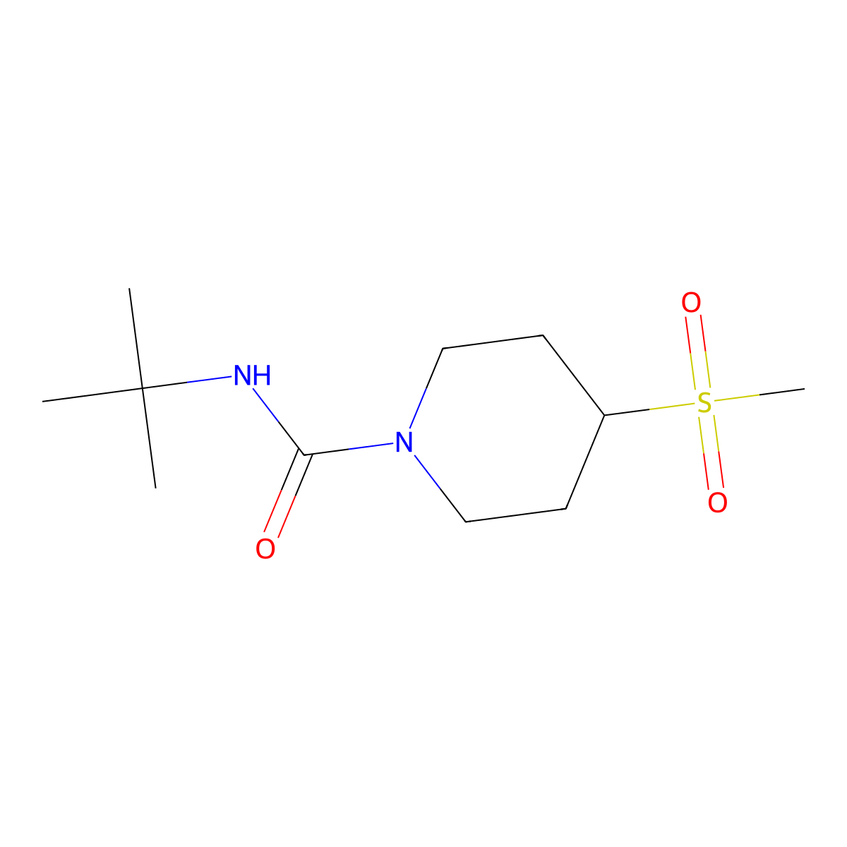 N-(tert-butyl)-4-(methylsulfonyl)piperidine-1-carboxamide molecular structure, CAS 1448056-45-8