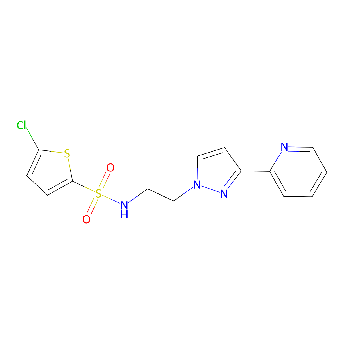 5-chloro-N-{2-[3-(pyridin-2-yl)-1H-pyrazol-1-yl]ethyl}thiophene-2-sulfonamide molecular structure, CAS 1448056-47-0