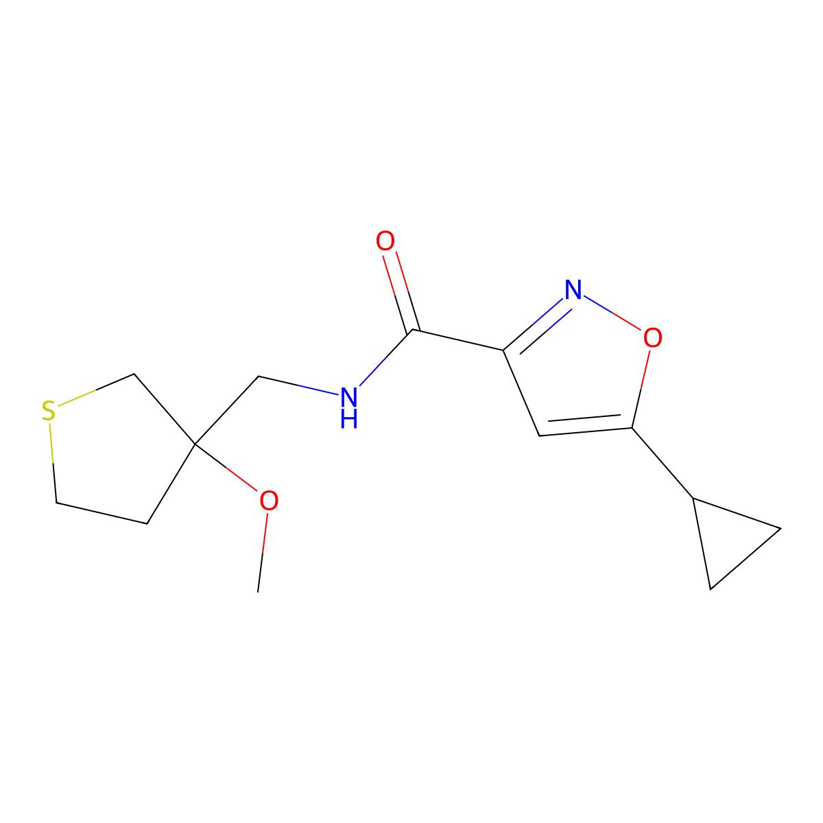 5-cyclopropyl-N-((3-methoxytetrahydrothiophen-3-yl)methyl)isoxazole-3-carboxamide molecular structure, CAS 1448056-51-6