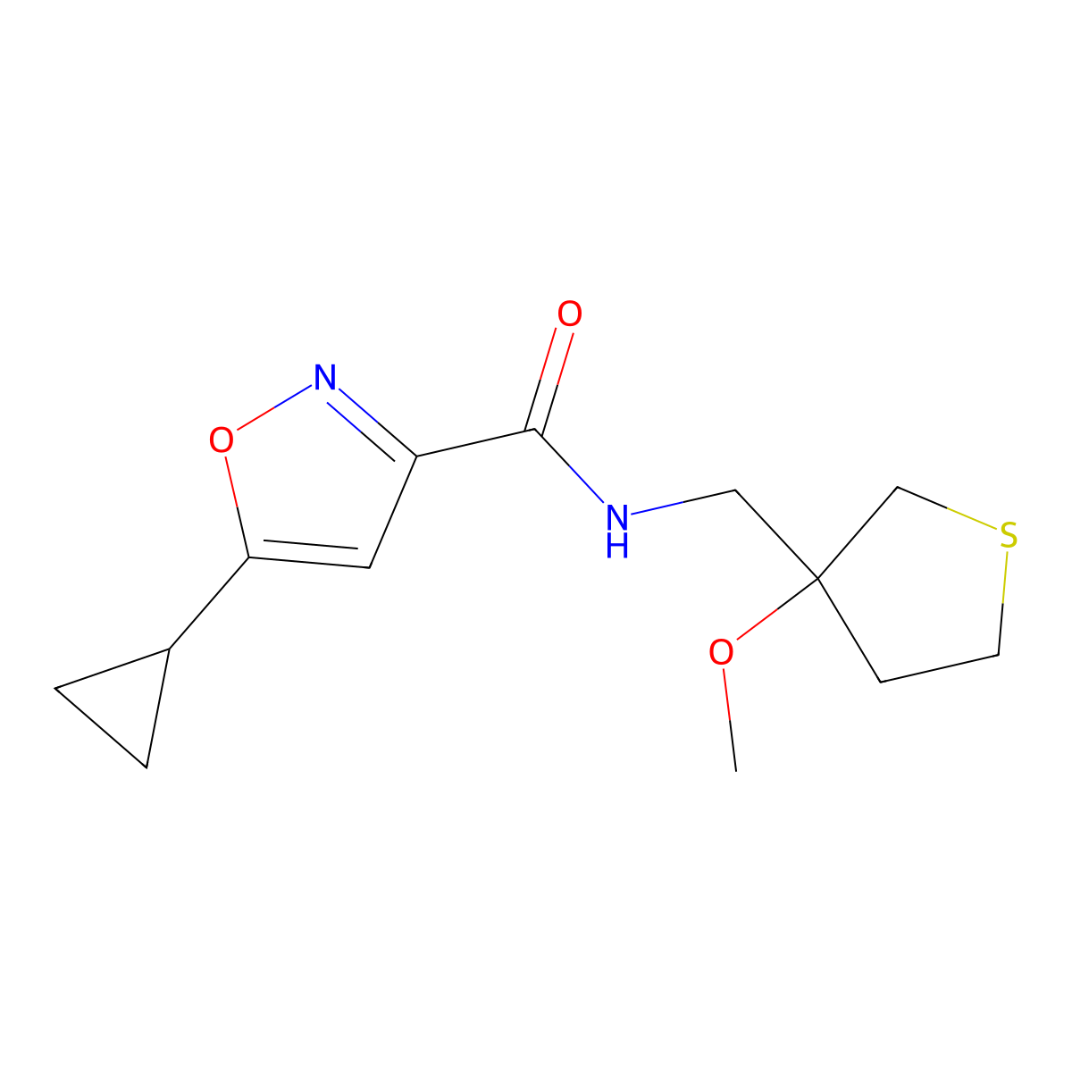 5-cyclopropyl-N-((3-methoxytetrahydrothiophen-3-yl)methyl)isoxazole-3-carboxamide molecular structure, CAS 1448056-51-6