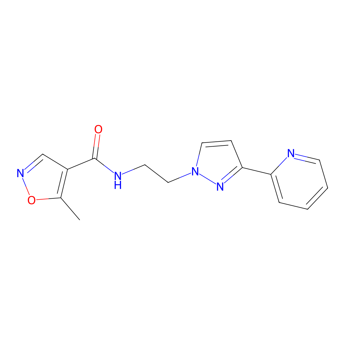 5-methyl-N-(2-(3-(pyridin-2-yl)-1H-pyrazol-1-yl)ethyl)isoxazole-4-carboxamide molecular structure, CAS 1448056-53-8