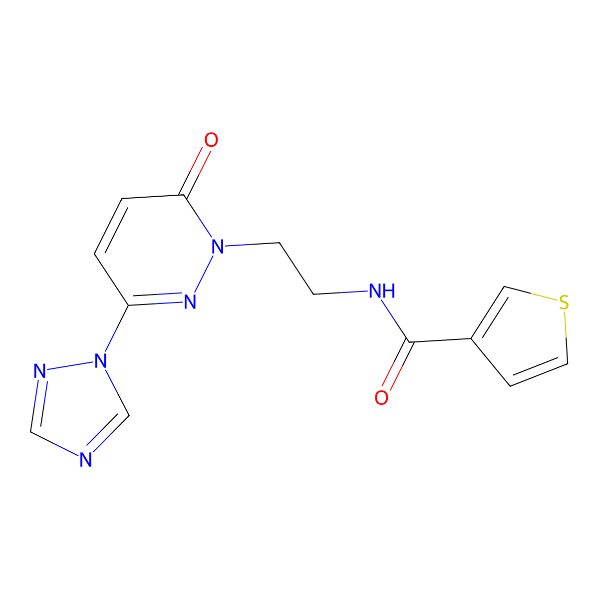 N-(2-(6-oxo-3-(1H-1,2,4-triazol-1-yl)pyridazin-1(6H)-yl)ethyl)thiophene-3-carboxamide molecular structure, CAS 1448056-56-1
