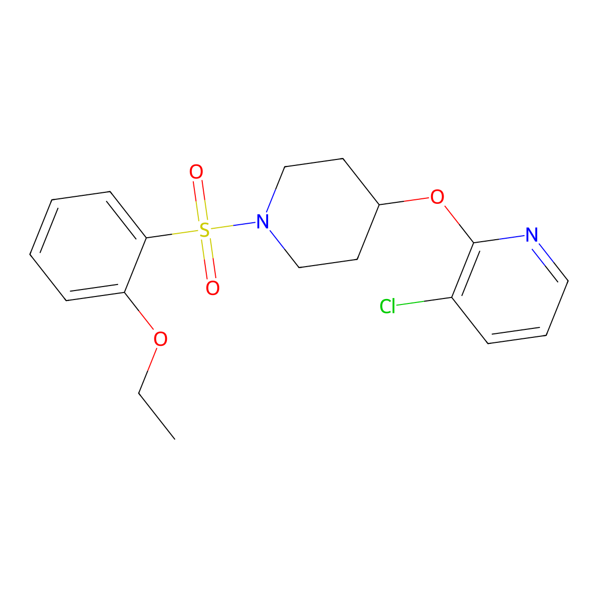 3-Chloro-2-((1-((2-ethoxyphenyl)sulfonyl)piperidin-4-yl)oxy)pyridine molecular structure, CAS 1448056-58-3