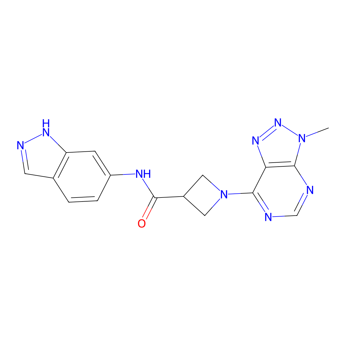 N-(1H-indazol-6-yl)-1-(3-methyl-3H-[1,2,3]triazolo[4,5-d]pyrimidin-7-yl)azetidine-3-carboxamide molecular structure, CAS 1448056-63-0