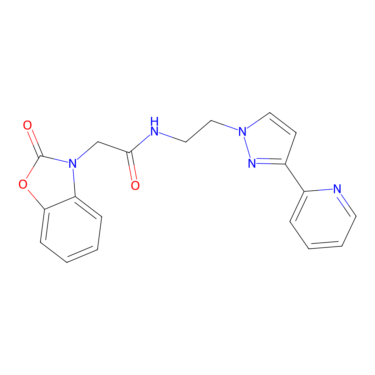 2-(2-oxobenzo[d]oxazol-3(2H)-yl)-N-(2-(3-(pyridin-2-yl)-1H-pyrazol-1-yl)ethyl)acetamide molecular structure, CAS 1448056-68-5