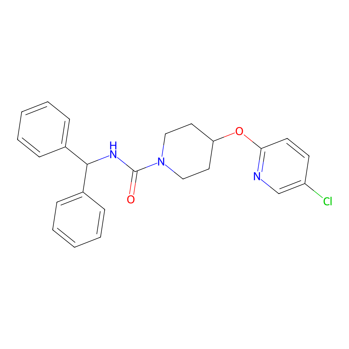 N-benzhydryl-4-((5-chloropyridin-2-yl)oxy)piperidine-1-carboxamide molecular structure, CAS 1448056-75-4