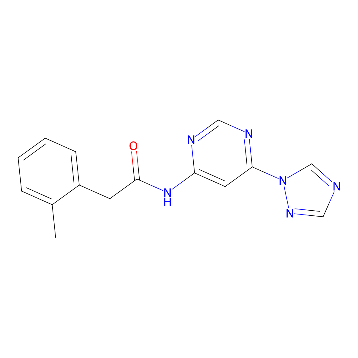 N-(6-(1H-1,2,4-triazol-1-yl)pyrimidin-4-yl)-2-(o-tolyl)acetamide molecular structure, CAS 1448056-78-7