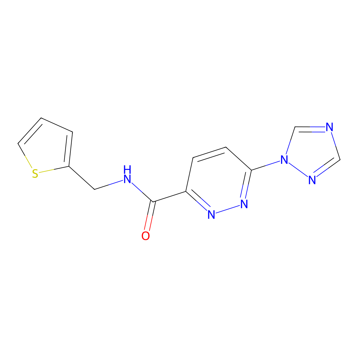 N-(thiophen-2-ylmethyl)-6-(1H-1,2,4-triazol-1-yl)pyridazine-3-carboxamide molecular structure, CAS 1448056-79-8