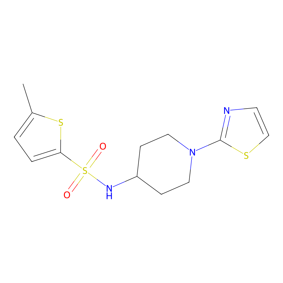 5-methyl-N-(1-(thiazol-2-yl)piperidin-4-yl)thiophene-2-sulfonamide molecular structure, CAS 1448056-83-4