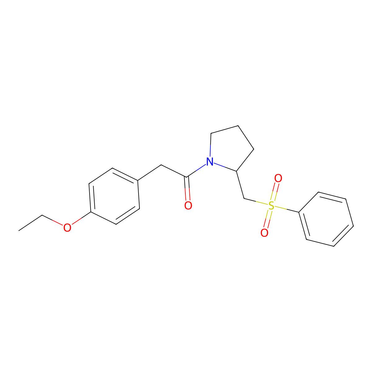2-(4-Ethoxyphenyl)-1-(2-((phenylsulfonyl)methyl)pyrrolidin-1-yl)ethanone molecular structure, CAS 1448056-84-5