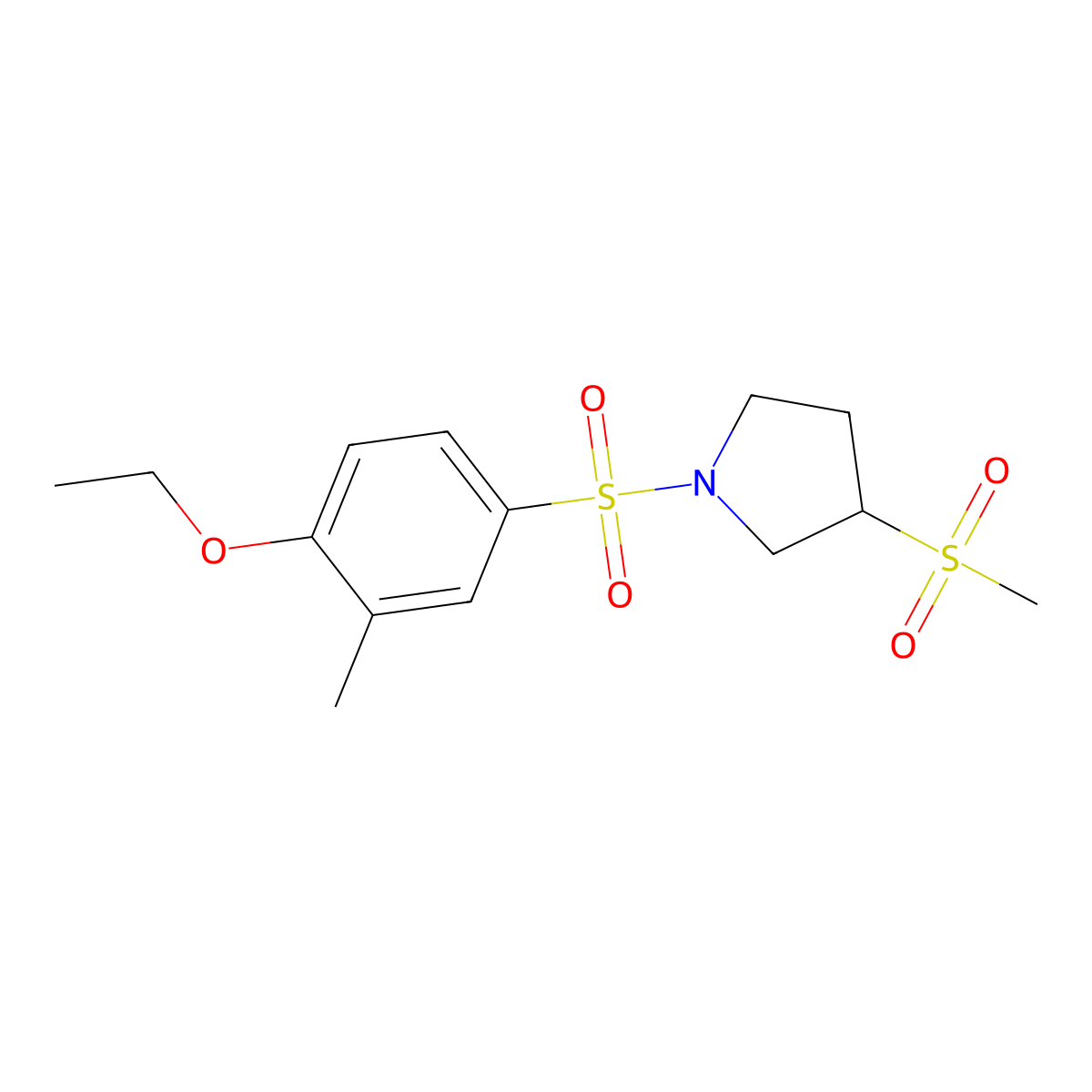 1-((4-Ethoxy-3-methylphenyl)sulfonyl)-3-(methylsulfonyl)pyrrolidine molecular structure, CAS 1448056-92-5