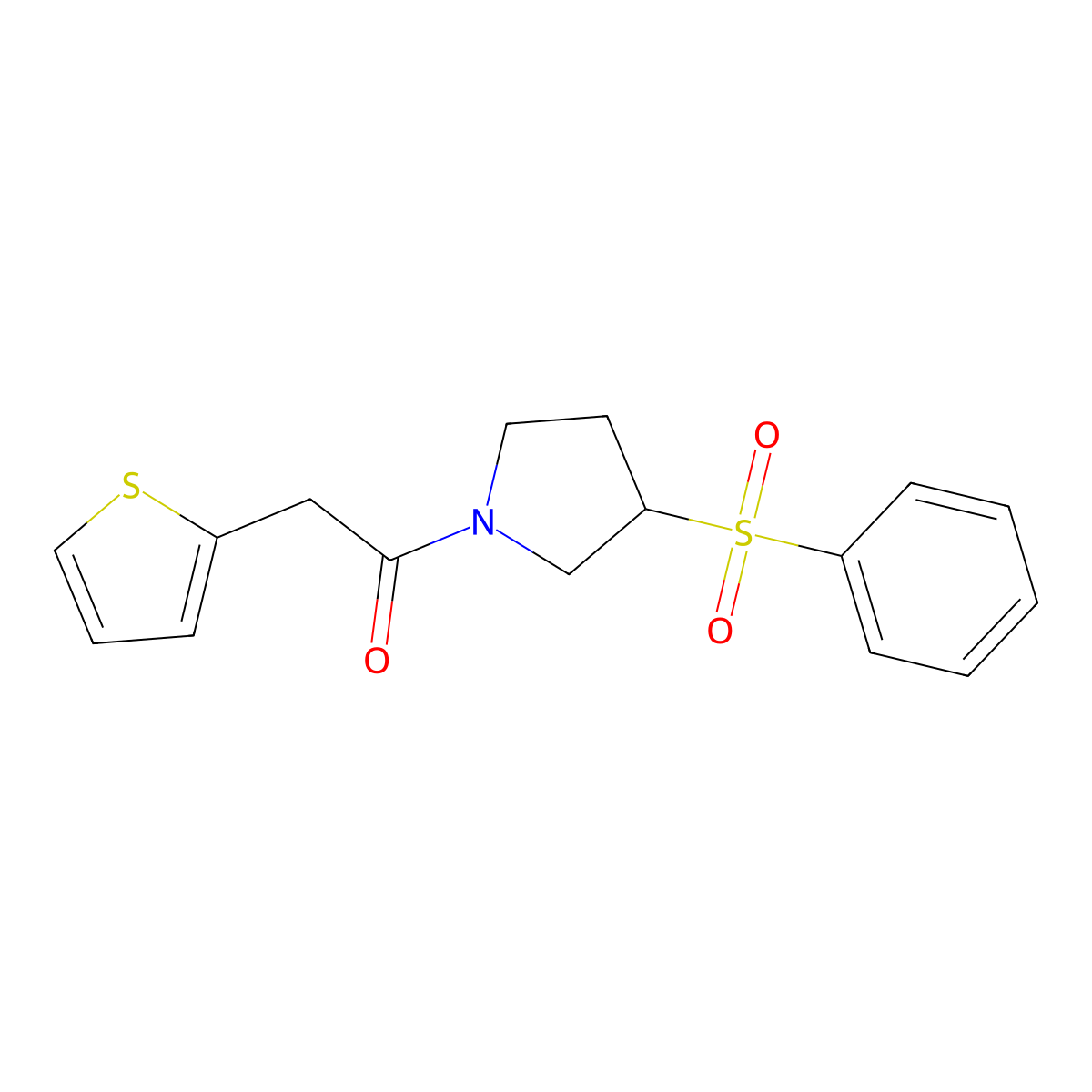 1-(3-(Phenylsulfonyl)pyrrolidin-1-yl)-2-(thiophen-2-yl)ethanone molecular structure, CAS 1448056-97-0