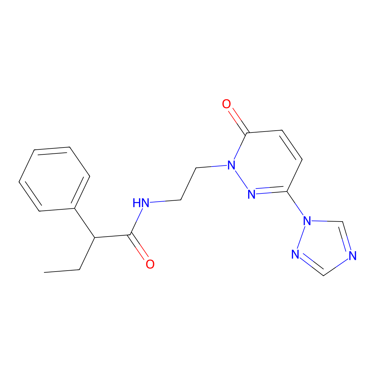 N-(2-(6-oxo-3-(1H-1,2,4-triazol-1-yl)pyridazin-1(6H)-yl)ethyl)-2-phenylbutanamide molecular structure, CAS 1448057-04-2