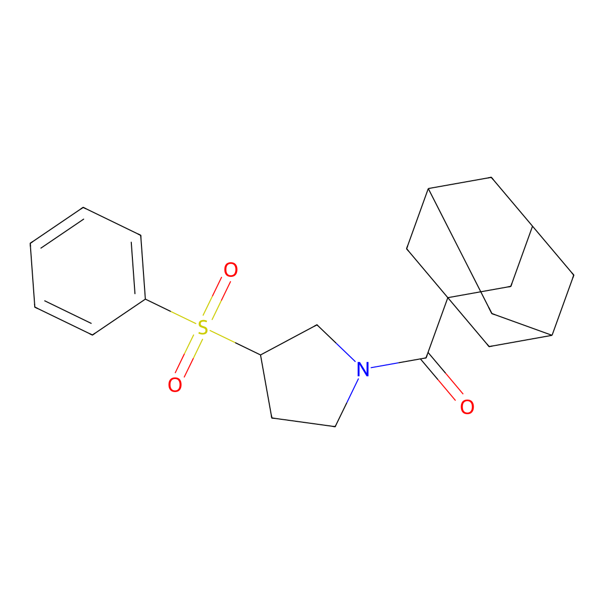 1-(Adamantane-1-carbonyl)-3-(benzenesulfonyl)pyrrolidine molecular structure, CAS 1448057-05-3