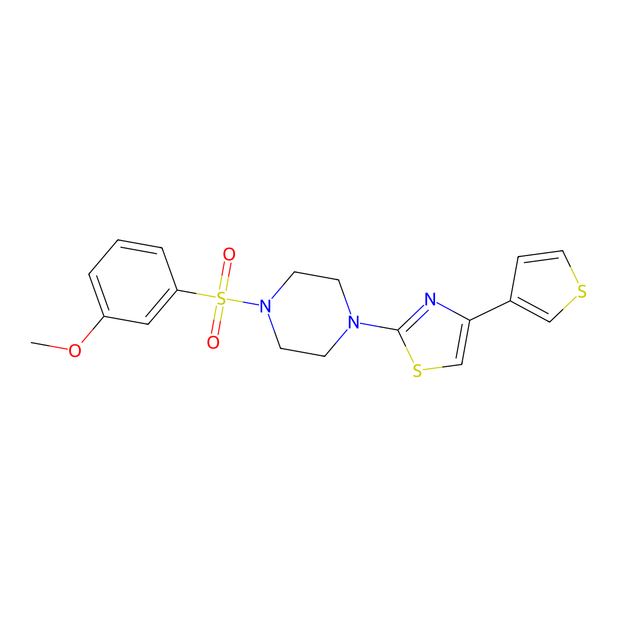 2-(4-((3-Methoxyphenyl)sulfonyl)piperazin-1-yl)-4-(thiophen-3-yl)thiazole molecular structure, CAS 1448057-06-4