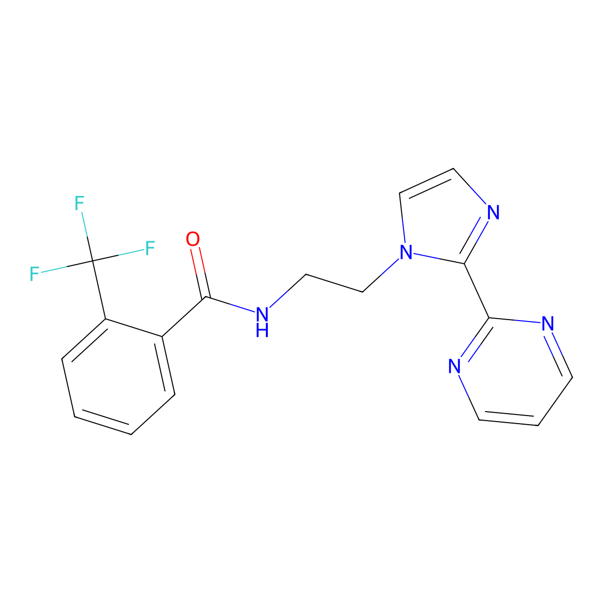 N-{2-[2-(pyrimidin-2-yl)-1H-imidazol-1-yl]ethyl}-2-(trifluoromethyl)benzamide molecular structure, CAS 1448057-07-5