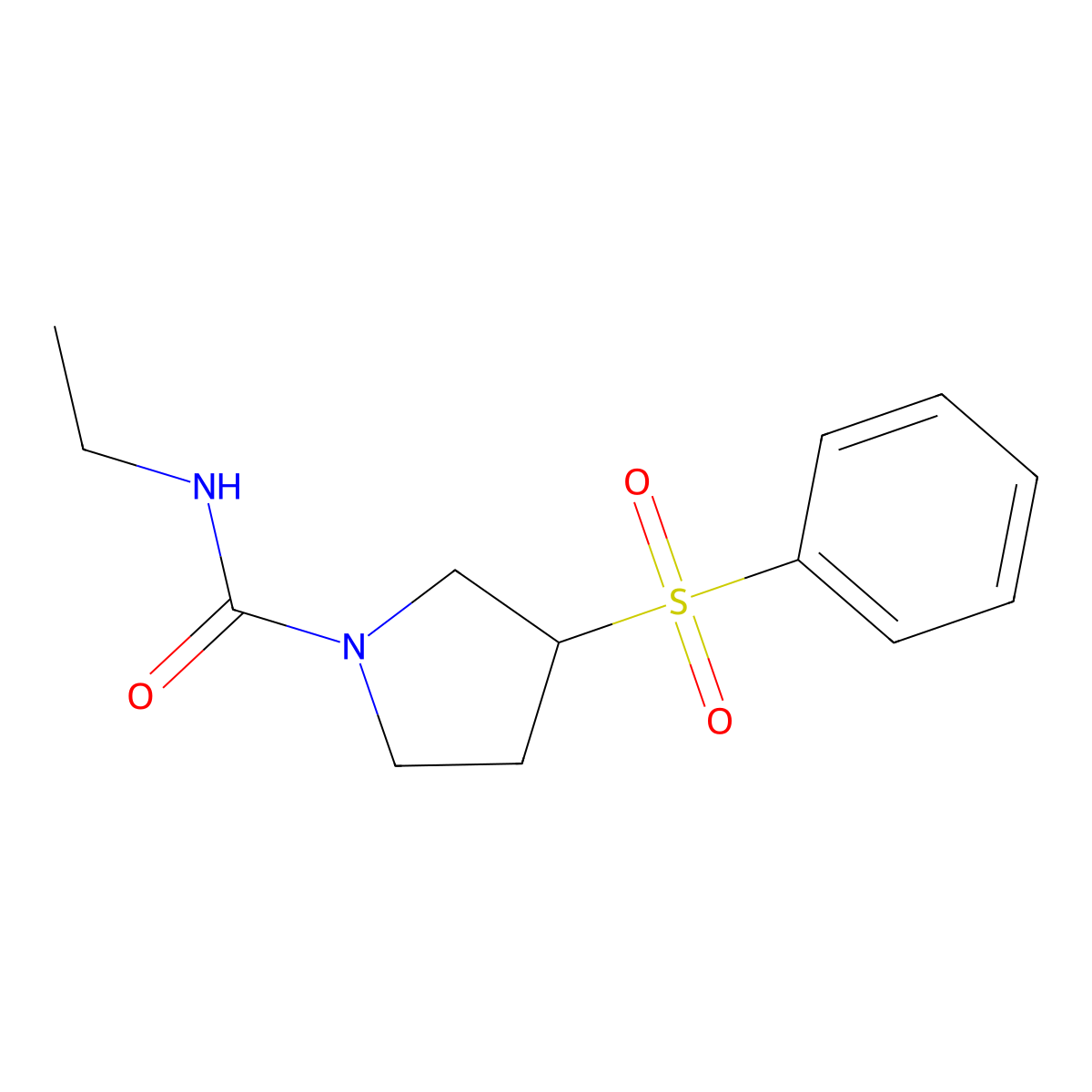N-ethyl-3-(phenylsulfonyl)pyrrolidine-1-carboxamide molecular structure, CAS 1448057-09-7