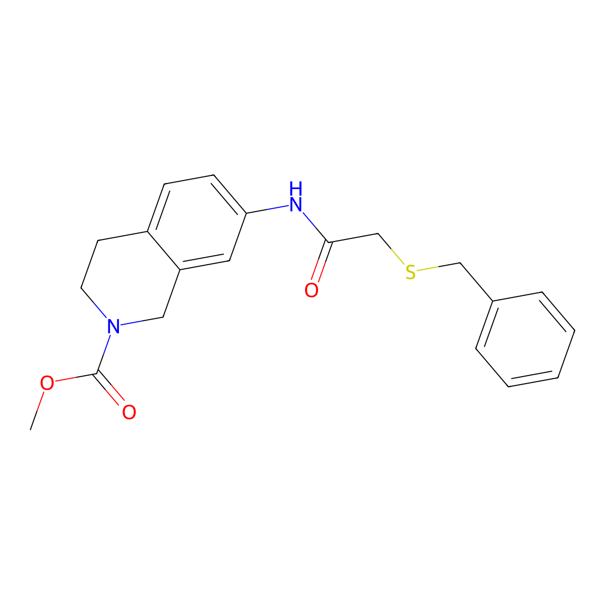 methyl 7-(2-(benzylthio)acetamido)-3,4-dihydroisoquinoline-2(1H)-carboxylate molecular structure, CAS 1448057-12-2