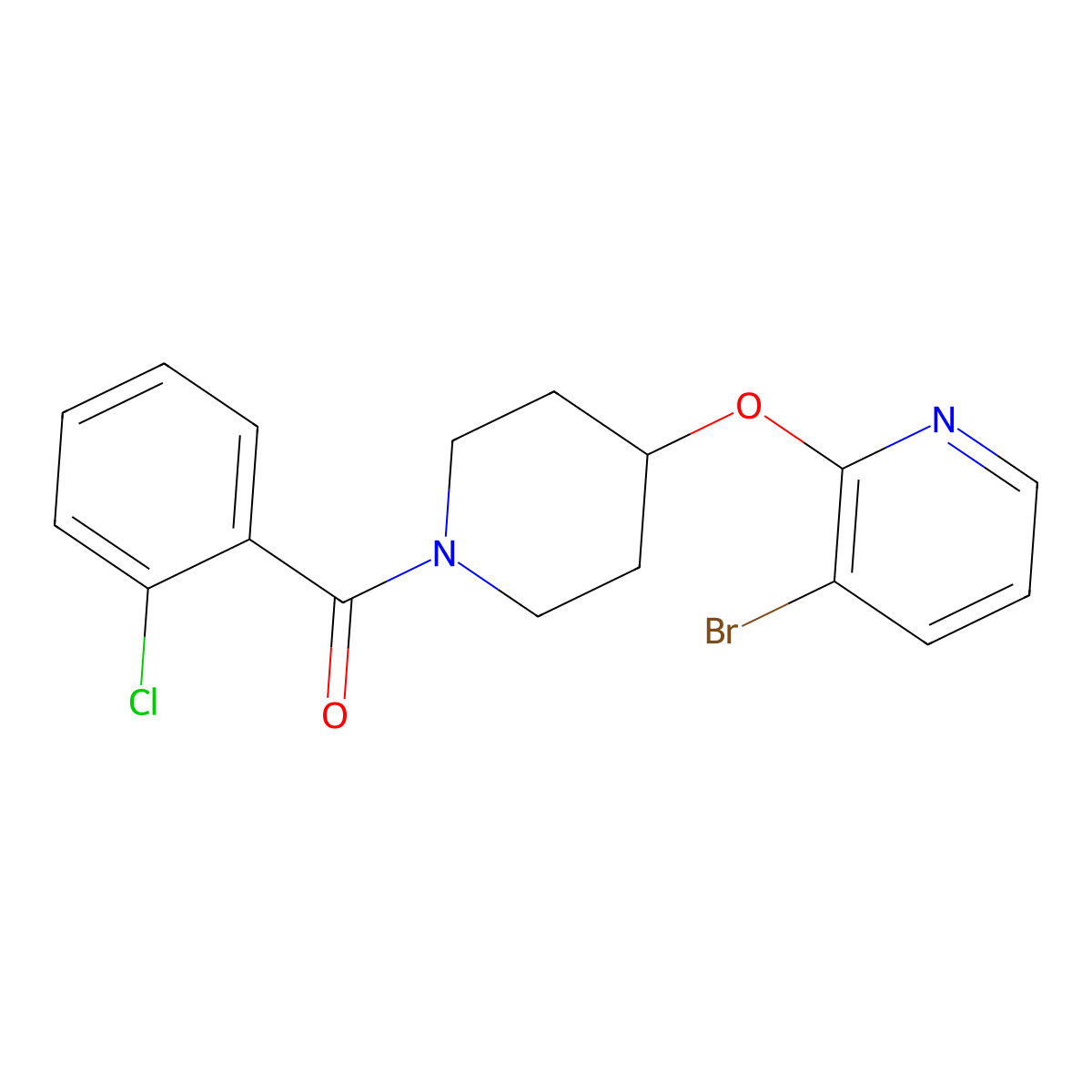 (4-((3-Bromopyridin-2-yl)oxy)piperidin-1-yl)(2-chlorophenyl)methanone molecular structure, CAS 1448057-18-8