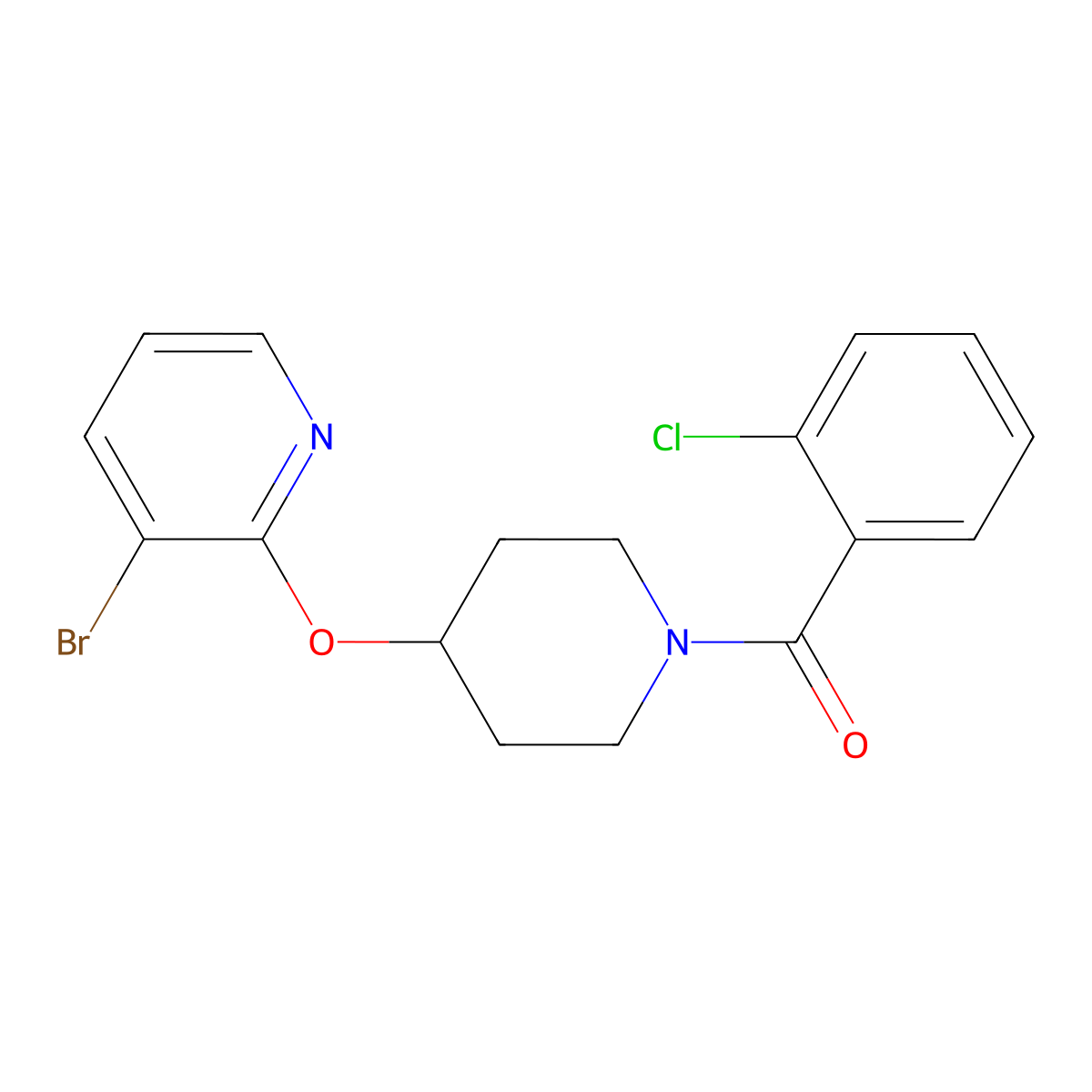 (4-((3-Bromopyridin-2-yl)oxy)piperidin-1-yl)(2-chlorophenyl)methanone molecular structure, CAS 1448057-18-8