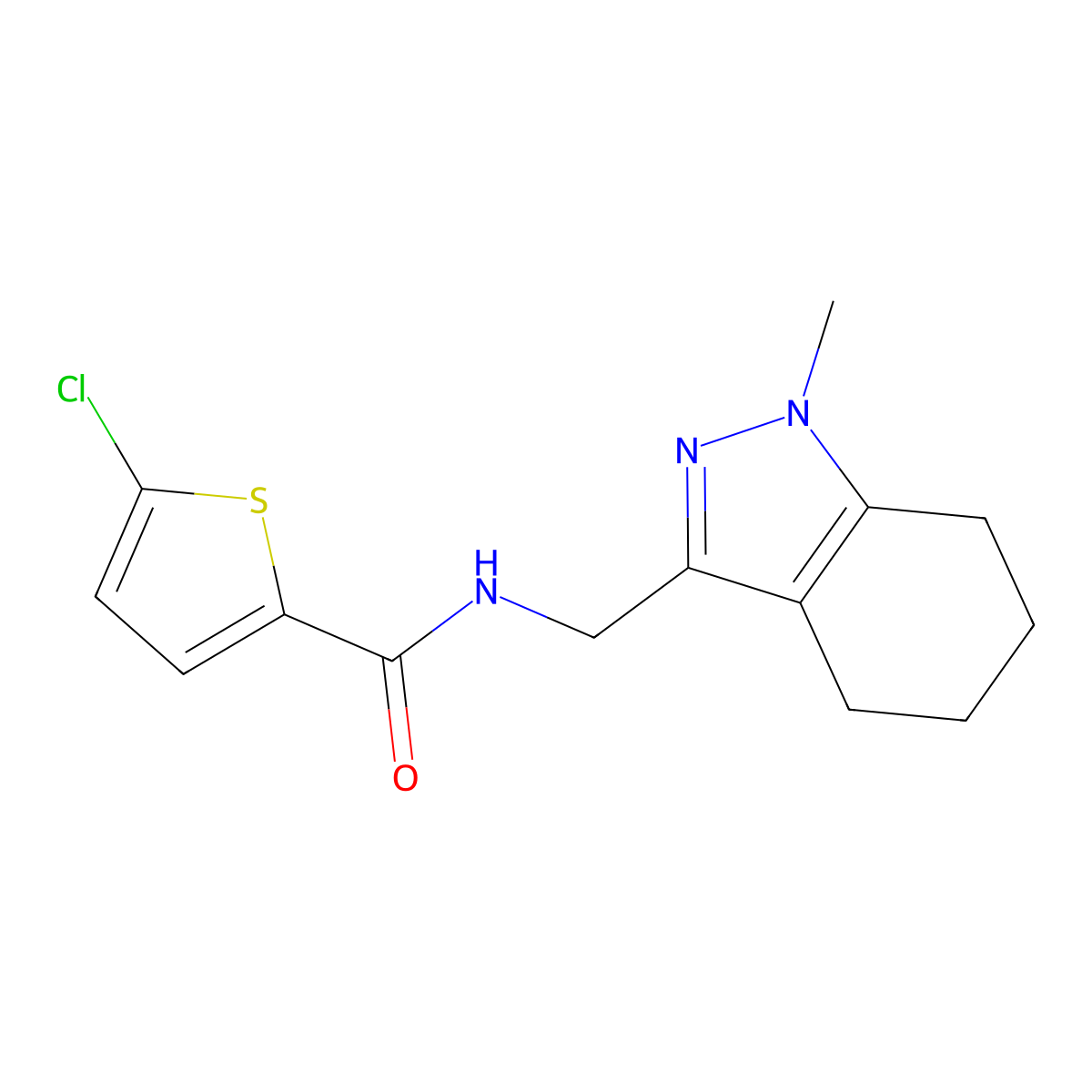 5-chloro-N-((1-methyl-4,5,6,7-tetrahydro-1H-indazol-3-yl)methyl)thiophene-2-carboxamide molecular structure, CAS 1448057-22-4
