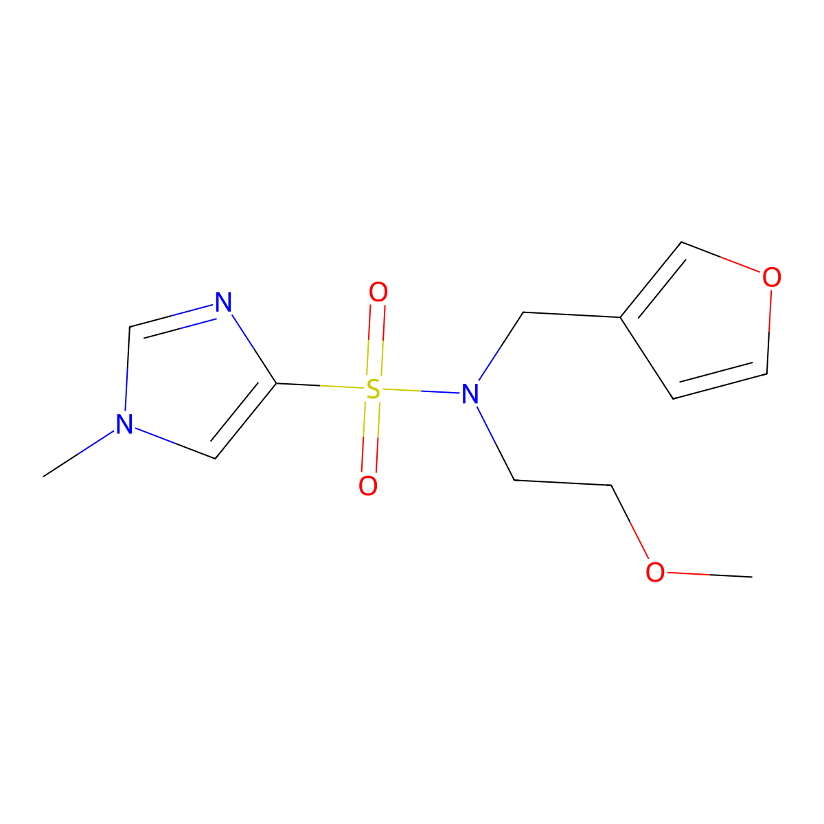 N-(furan-3-ylmethyl)-N-(2-methoxyethyl)-1-methyl-1H-imidazole-4-sulfonamide molecular structure, CAS 1448057-24-6