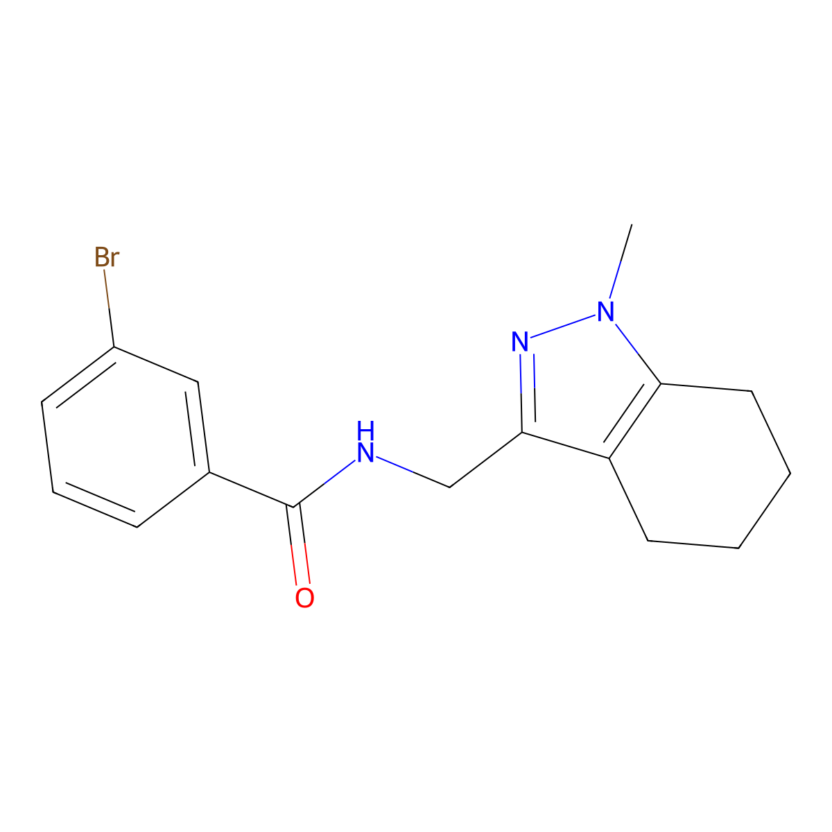 3-bromo-N-[(1-methyl-4,5,6,7-tetrahydro-1H-indazol-3-yl)methyl]benzamide molecular structure, CAS 1448057-28-0