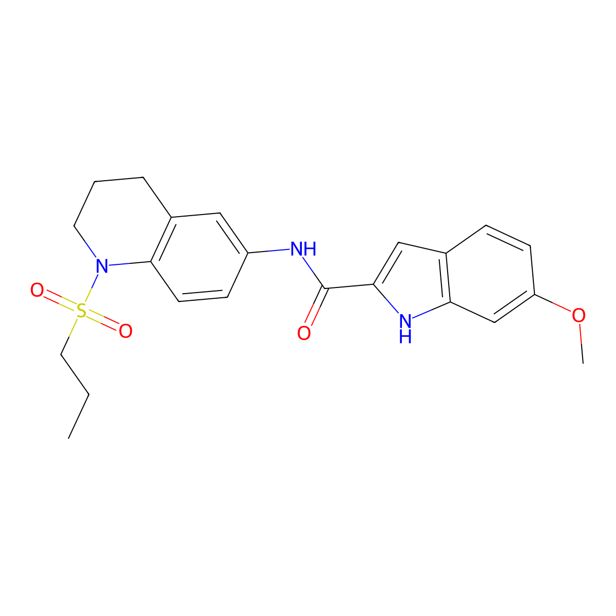 6-methoxy-N-(1-(propylsulfonyl)-1,2,3,4-tetrahydroquinolin-6-yl)-1H-indole-2-carboxamide molecular structure, CAS 1448057-32-6
