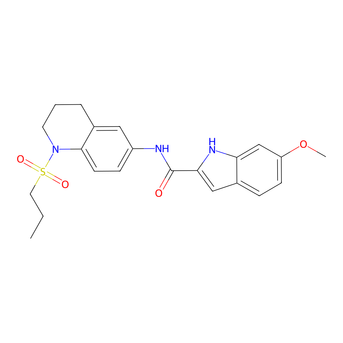 6-methoxy-N-(1-(propylsulfonyl)-1,2,3,4-tetrahydroquinolin-6-yl)-1H-indole-2-carboxamide molecular structure, CAS 1448057-32-6