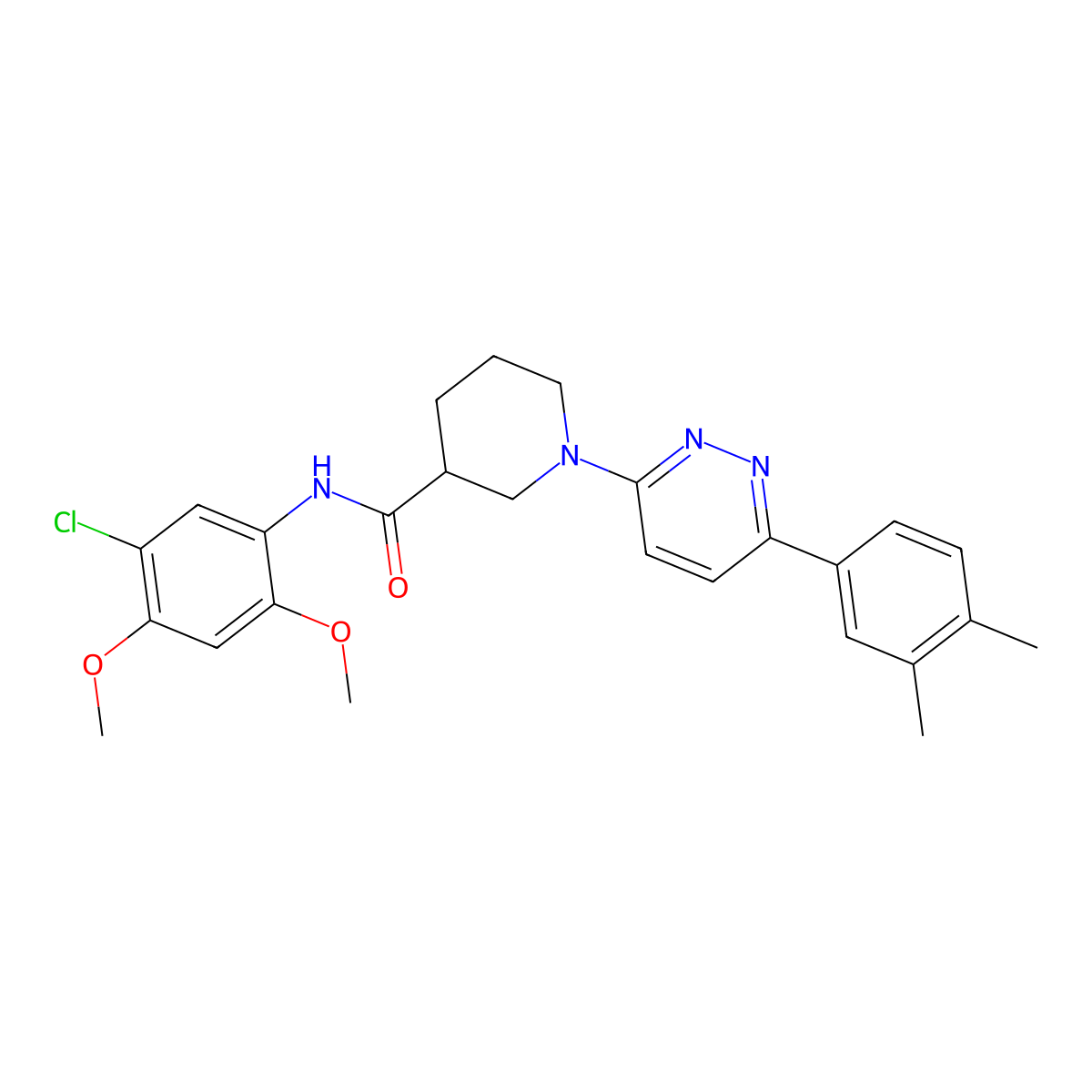 N-(5-Chloro-2,4-dimethoxyphenyl)-1-[6-(3,4-dimethylphenyl)pyridazin-3-YL]piperidine-3-carboxamide molecular structure, CAS 1448057-33-7