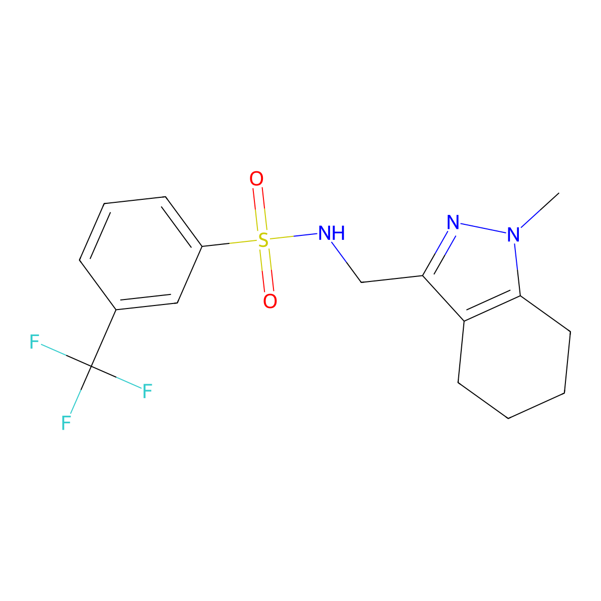 N-((1-methyl-4,5,6,7-tetrahydro-1H-indazol-3-yl)methyl)-3-(trifluoromethyl)benzenesulfonamide molecular structure, CAS 1448057-35-9