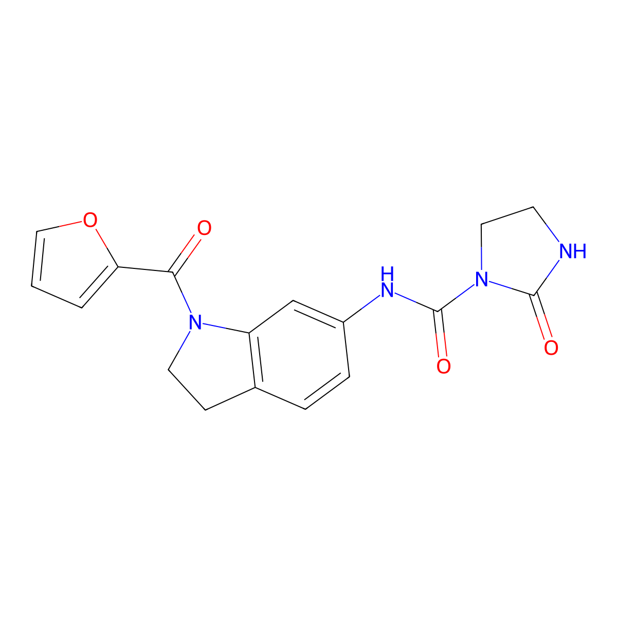 N-(1-(furan-2-carbonyl)indolin-6-yl)-2-oxoimidazolidine-1-carboxamide molecular structure, CAS 1448057-51-9