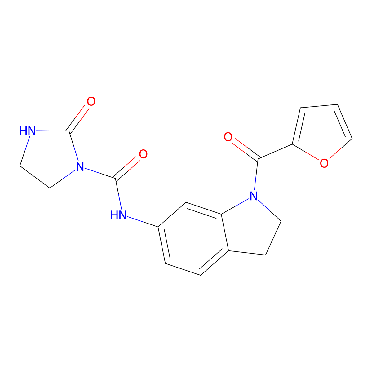 N-(1-(furan-2-carbonyl)indolin-6-yl)-2-oxoimidazolidine-1-carboxamide molecular structure, CAS 1448057-51-9