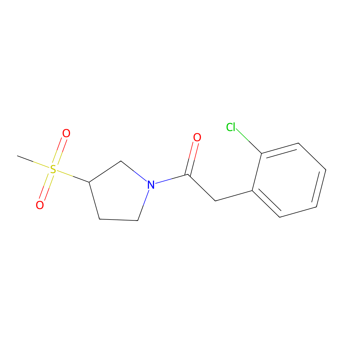 2-(2-Chlorophenyl)-1-(3-(methylsulfonyl)pyrrolidin-1-yl)ethanone molecular structure, CAS 1448057-52-0