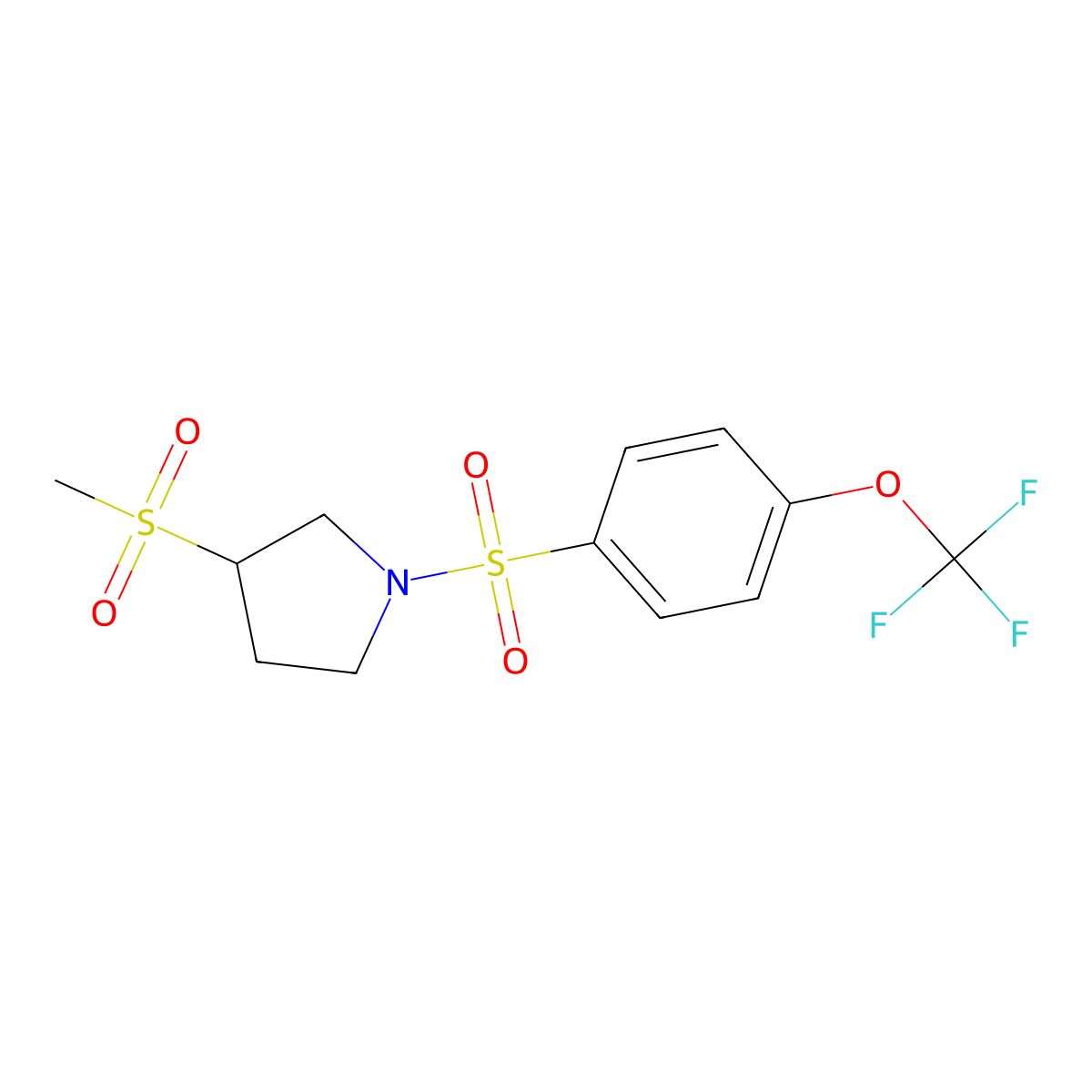 3-(Methylsulfonyl)-1-((4-(trifluoromethoxy)phenyl)sulfonyl)pyrrolidine molecular structure, CAS 1448057-56-4