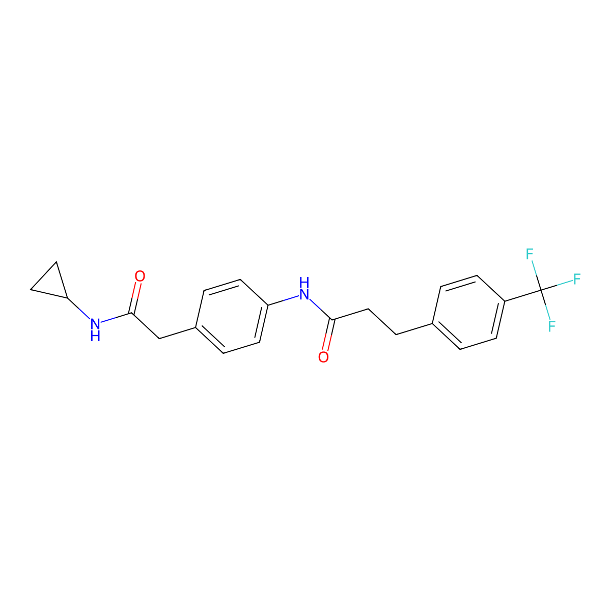 N-(4-(2-(cyclopropylamino)-2-oxoethyl)phenyl)-3-(4-(trifluoromethyl)phenyl)propanamide molecular structure, CAS 1448057-59-7