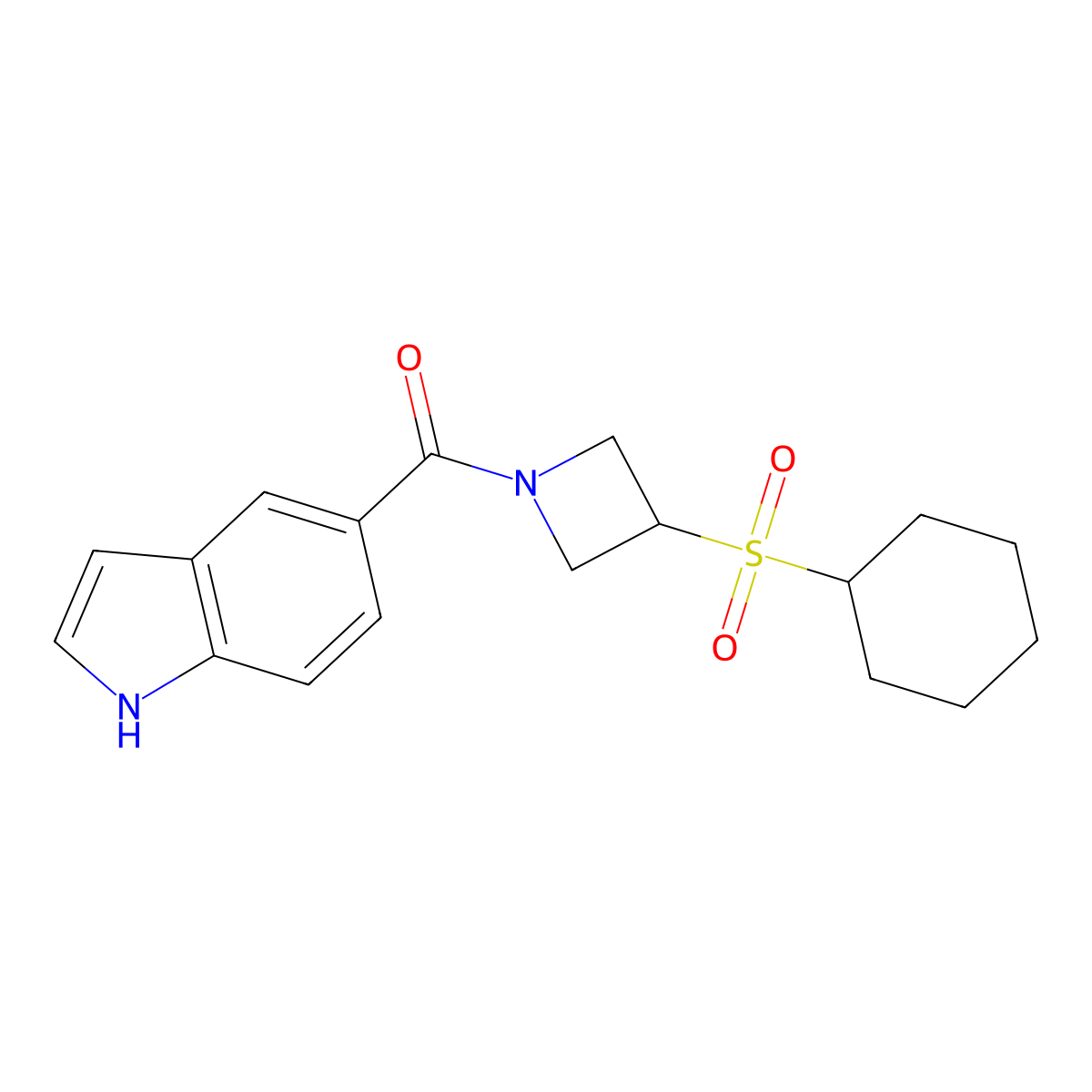 (3-(cyclohexylsulfonyl)azetidin-1-yl)(1H-indol-5-yl)methanone molecular structure, CAS 1448057-64-4