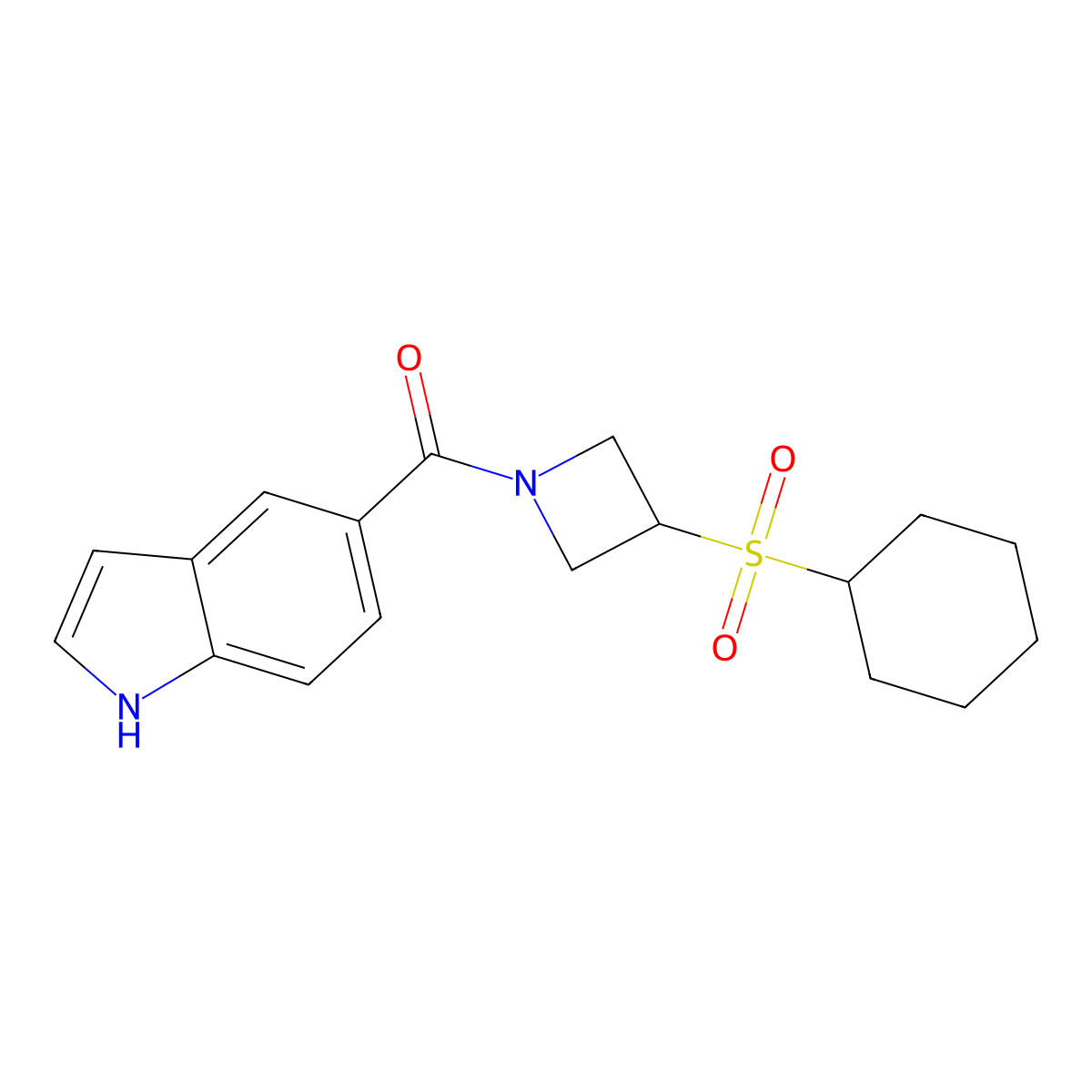 (3-(cyclohexylsulfonyl)azetidin-1-yl)(1H-indol-5-yl)methanone molecular structure, CAS 1448057-64-4