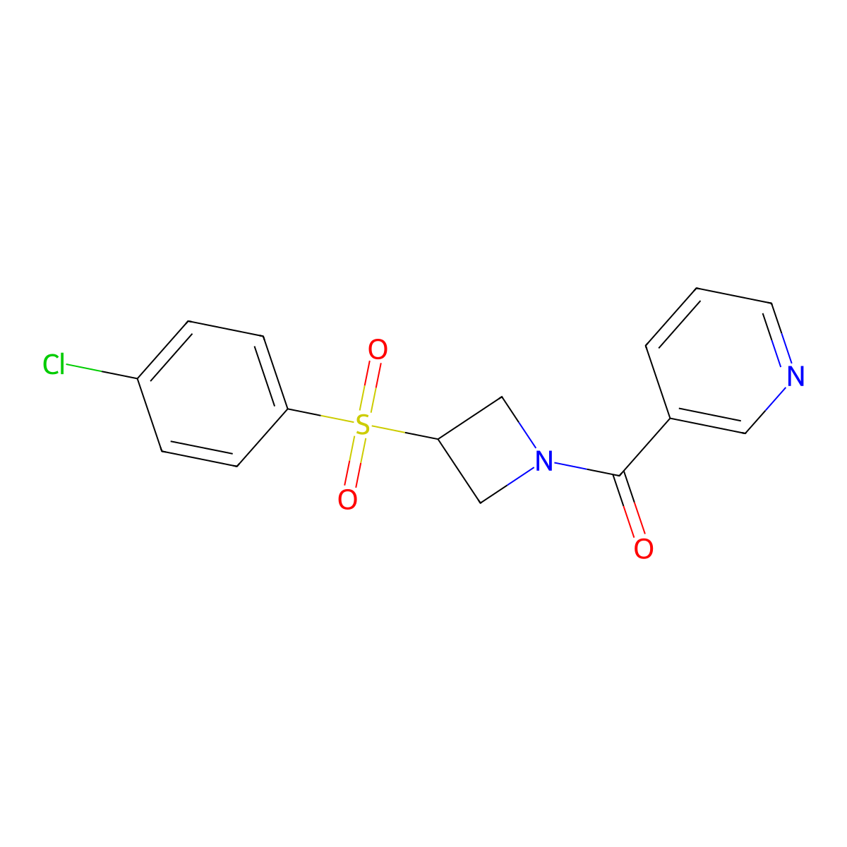 (3-((4-Chlorophenyl)sulfonyl)azetidin-1-yl)(pyridin-3-yl)methanone molecular structure, CAS 1448057-70-2