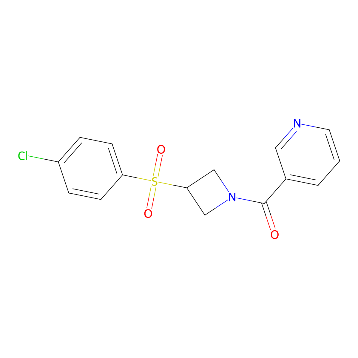 (3-((4-Chlorophenyl)sulfonyl)azetidin-1-yl)(pyridin-3-yl)methanone molecular structure, CAS 1448057-70-2