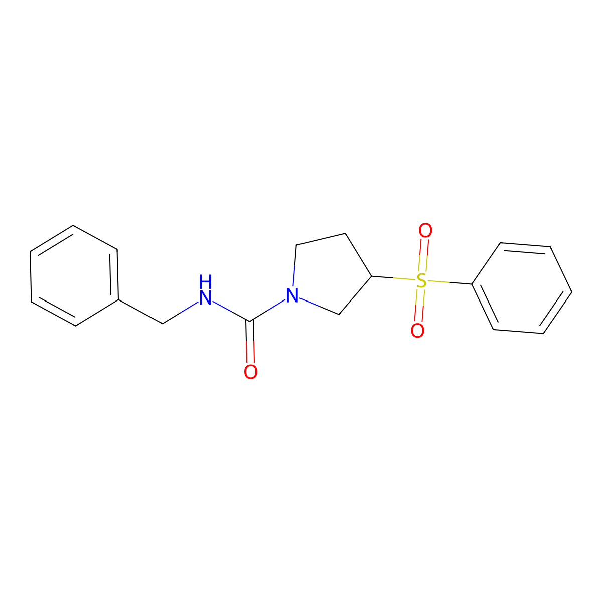 N-benzyl-3-(phenylsulfonyl)pyrrolidine-1-carboxamide molecular structure, CAS 1448057-73-5