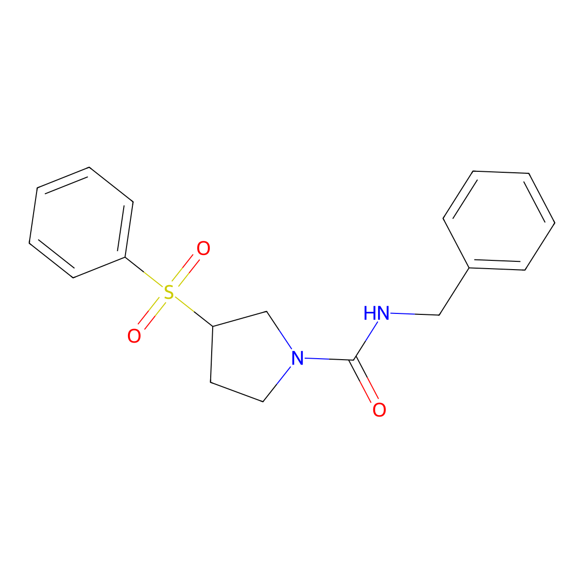 N-benzyl-3-(phenylsulfonyl)pyrrolidine-1-carboxamide molecular structure, CAS 1448057-73-5