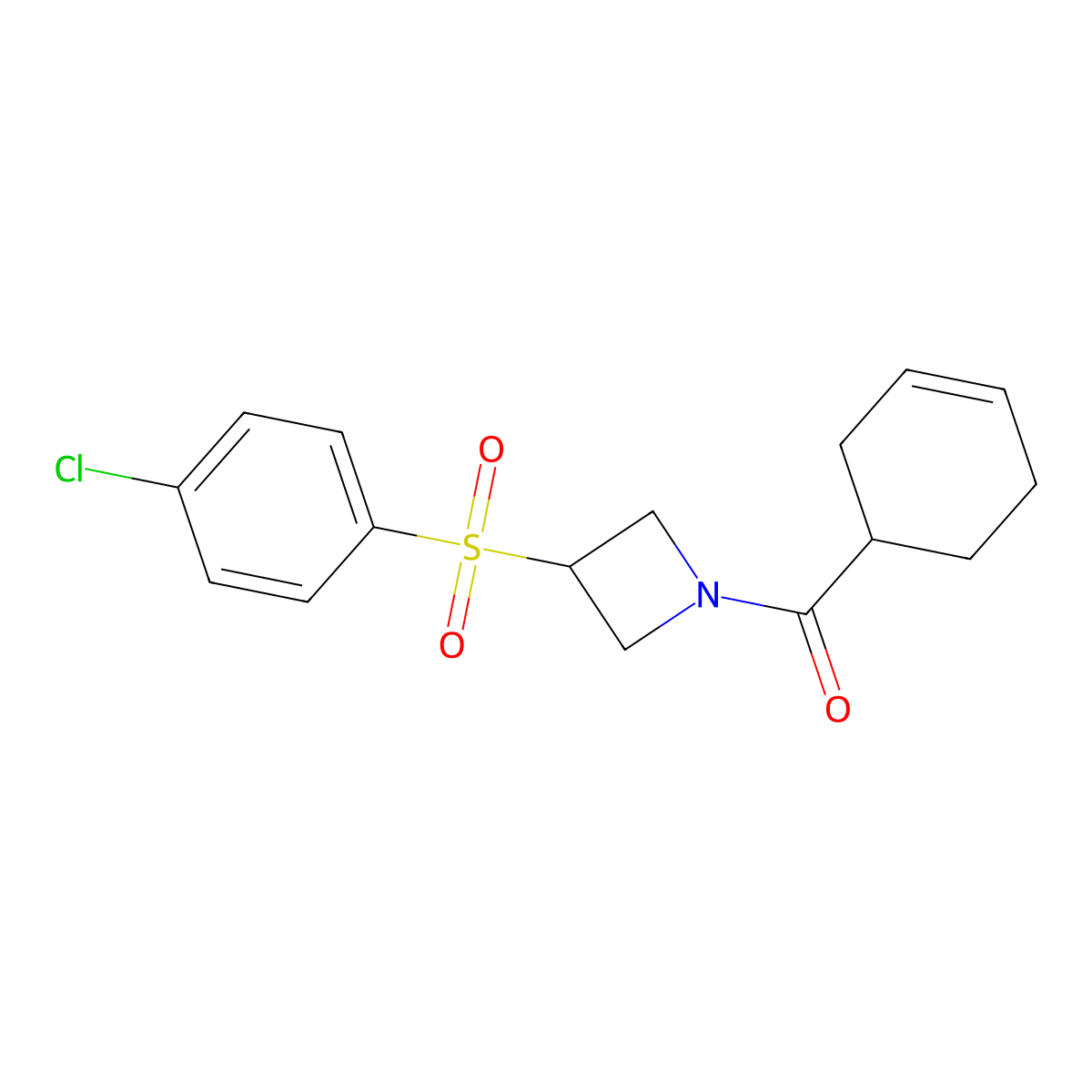 (3-((4-Chlorophenyl)sulfonyl)azetidin-1-yl)(cyclohex-3-en-1-yl)methanone molecular structure, CAS 1448057-77-9