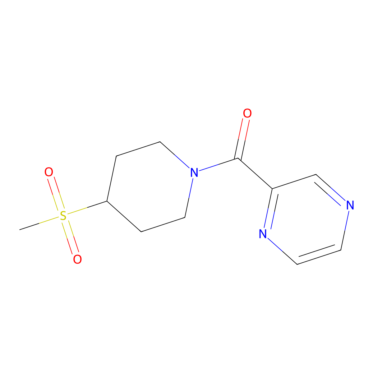 (4-(Methylsulfonyl)piperidin-1-yl)(pyrazin-2-yl)methanone molecular structure, CAS 1448057-81-5