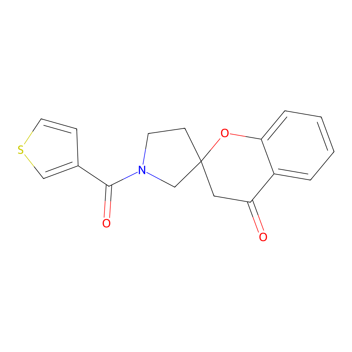 1'-(Thiophene-3-carbonyl)-3,4-dihydrospiro[1-benzopyran-2,3'-pyrrolidine]-4-one molecular structure, CAS 1448057-87-1