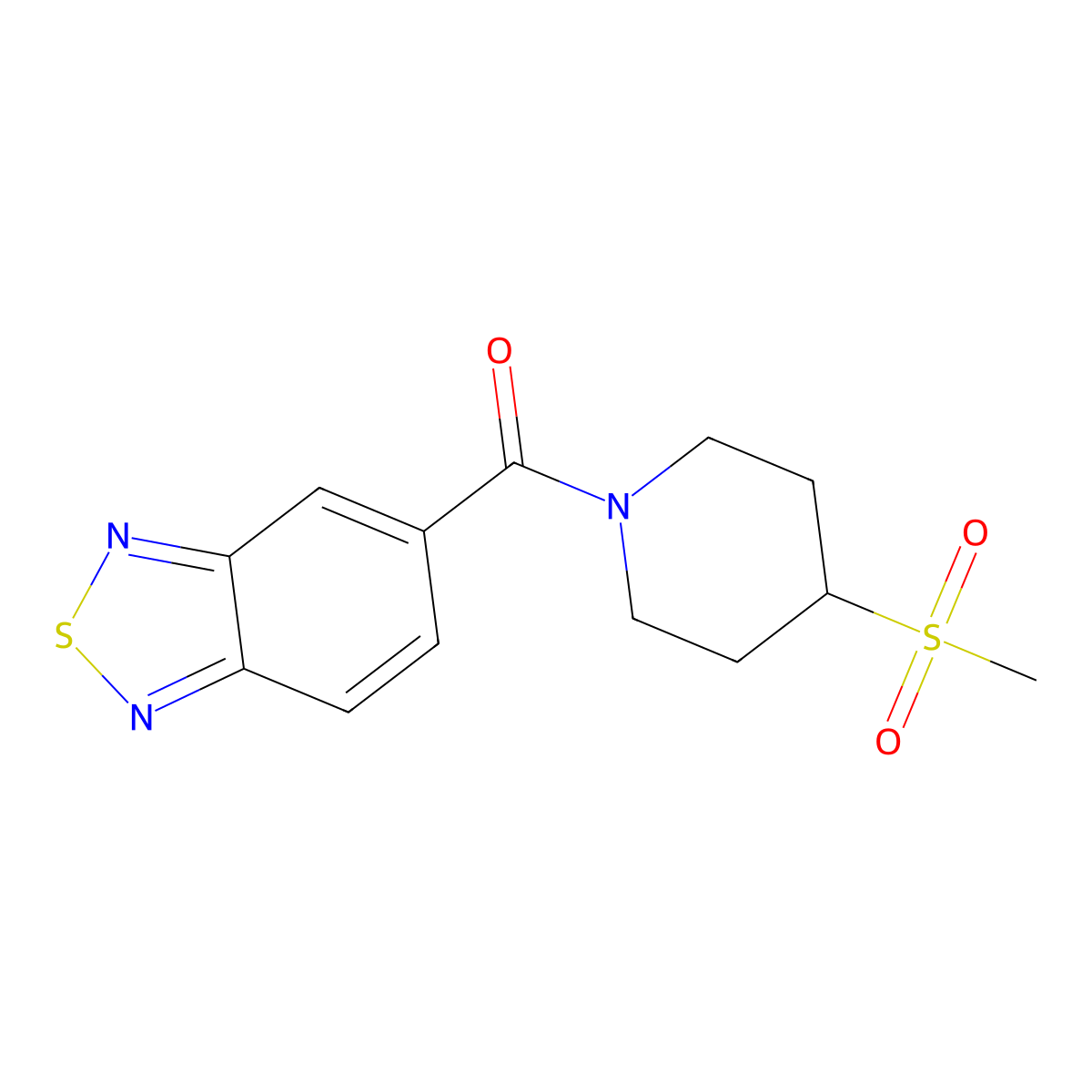 Benzo[c][1,2,5]thiadiazol-5-yl(4-(methylsulfonyl)piperidin-1-yl)methanone molecular structure, CAS 1448057-90-6