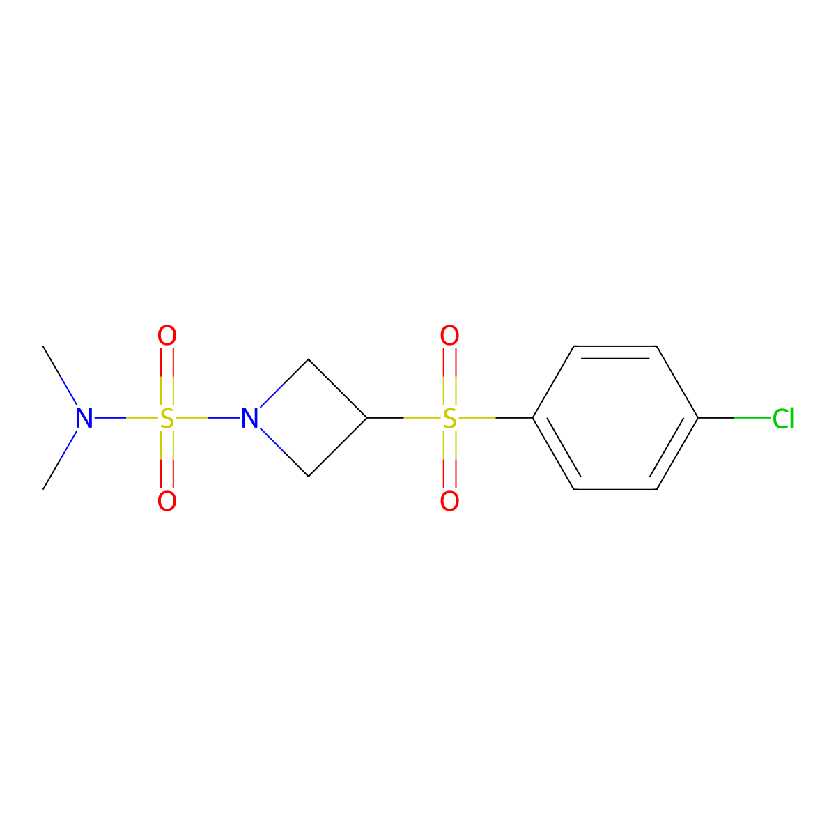3-((4-chlorophenyl)sulfonyl)-N,N-dimethylazetidine-1-sulfonamide molecular structure, CAS 1448057-93-9